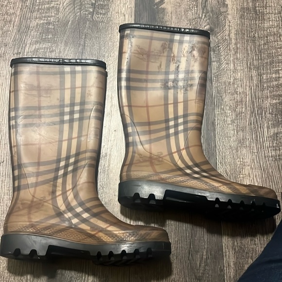 BURBERRY Rain Boots Tall Classic Check Haymarket Women's EUR 39 - Picture 1 of 6